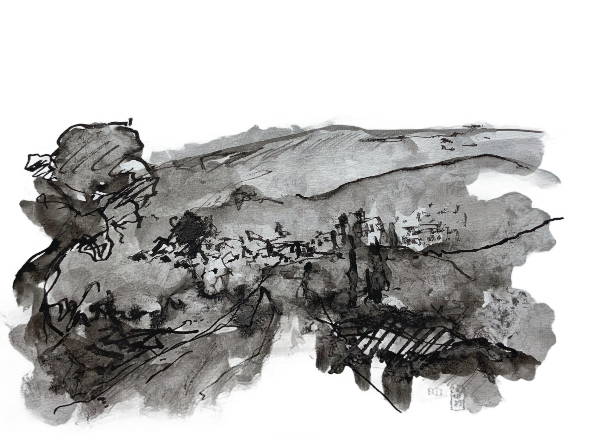 zeichnen-kurse-landschaft-tusche-schweiz-regen